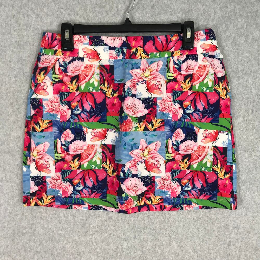 Kyodan Skirt Skort Medium Navy Floral Patchwork Tennis Pickleball Shorts Pockets